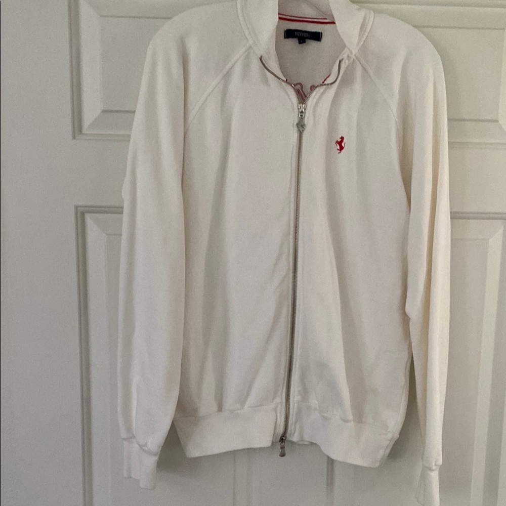 Ferrari White Sweatshirt with Red Trim